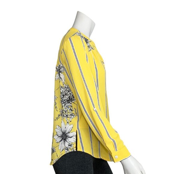 FIG AND FLOWER Floral Striped Tab Sleeve Top - Picture 5 of 7